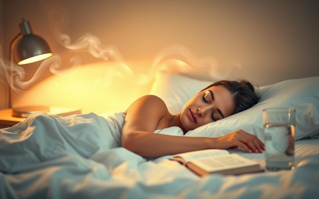 A serene bedroom scene, bathed in warm, soft lighting from a bedside lamp. In the foreground, a peaceful sleeper rests on crisp, white linens, their face relaxed and expression tranquil. Surrounding them, wisps of dream-like mist swirl, hinting at the subconscious processes at work. In the middle ground, a nightstand holds a book and a glass of water, symbolizing the importance of quality sleep for cognitive retention. The background fades into a soothing, neutral palette, creating a calming, contemplative atmosphere. The composition is balanced, with a sense of harmony and restfulness pervading the entire scene. A serene bedroom scene, bathed in warm, soft lighting from a bedside lamp. In the foreground, a peaceful sleeper rests on crisp, white linens, their face relaxed and expression tranquil. Surrounding them, wisps of dream-like mist swirl, hinting at the subconscious processes at work. In the middle ground, a nightstand holds a book and a glass of water, symbolizing the importance of quality sleep for cognitive retention. The background fades into a soothing, neutral palette, creating a calming, contemplative atmosphere. The composition is balanced, with a sense of harmony and restfulness pervading the entire scene.