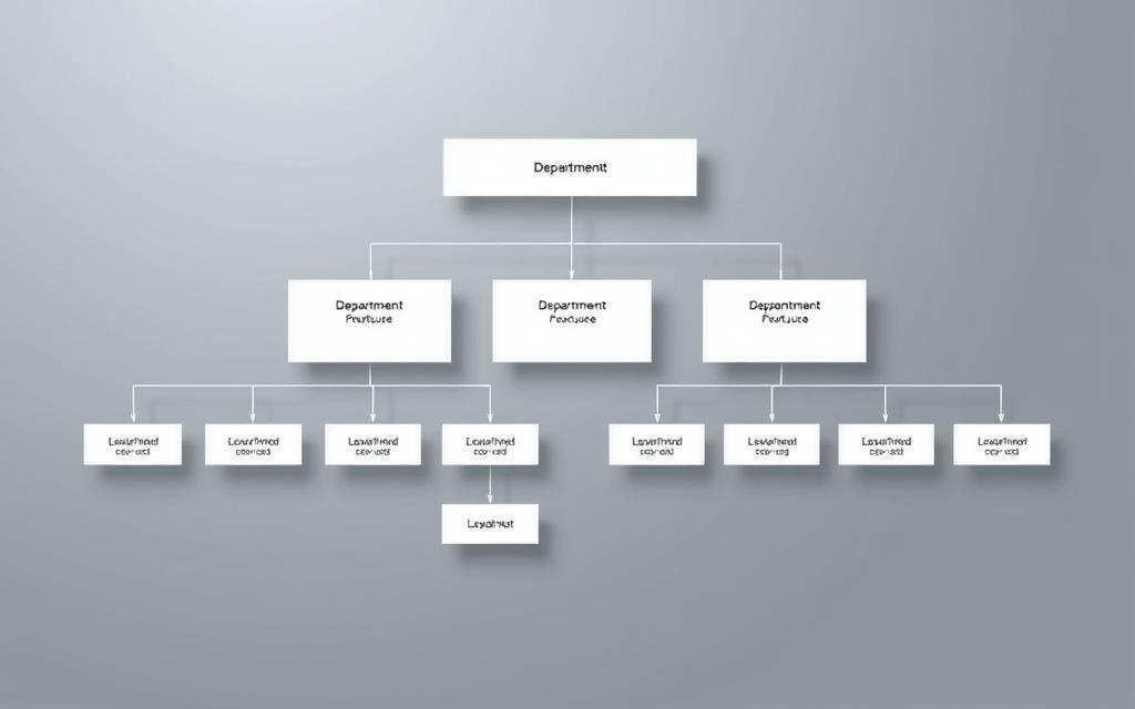Organizational chart depicting a hierarchical structure with clear lines of authority and responsibility. Crisp, clean design with a modern, professional aesthetic. Distinct departmental divisions and leadership roles visualized through geometric shapes and connecting lines. Balanced composition, with elements evenly distributed and aligned. Neutral color palette of grays, blues, and whites, creating a sense of order and efficiency. Subtle shadows and highlights add depth and dimension. Overall, the image conveys a well-organized, streamlined project management system.